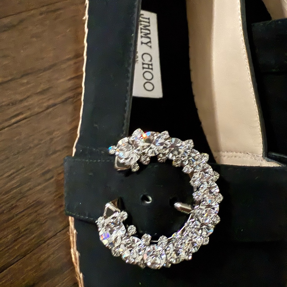 Jimmy Choo Black espadrilles with Crystal buckle - Picture 8 of 8
